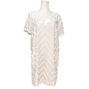 Anthropologie Porridge Marcelle Textured White Short Sleeve Shift Dress Medium